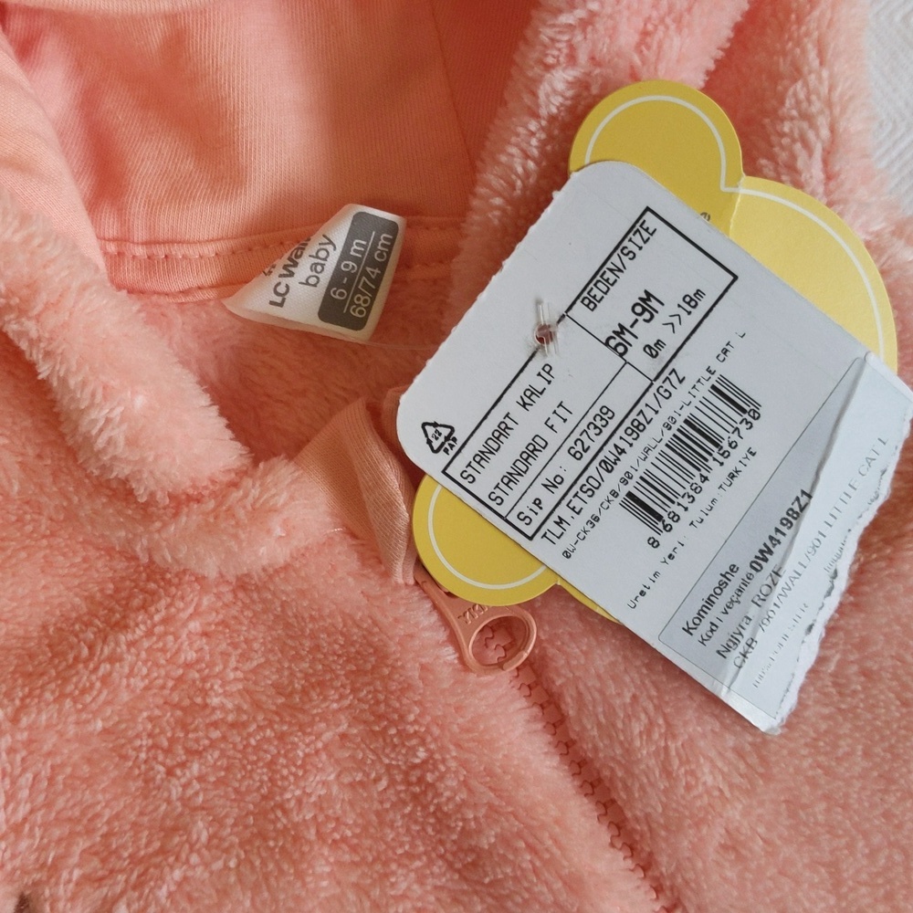 NEW lc waikiki fluffy peach kitten bunting suit 6-9 months baby girl - Picture 5 of 10